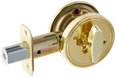 Schlage JD81605 One Sided Deadbolt, Polished Brass, Key Lock