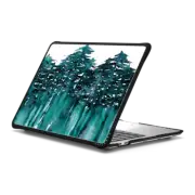 MacBook Pro 13-inch (M1 / M2 / Intel) Impact Case FOREST THROUGH THE TREES - 5 Teal Blue Green White Watercolor Painting Chic Nature Fine Art Style Minimalist Outdoors Adventure Colorful Brushstrokes Modern Wanderlust Design