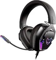 Oversteel Phosphorus Gaming Headset 7.1, Wired Omnidirectional Microphone, Noise Cancelling, Gaming Headset Jack 3.5 mm and RGB Light, Diameter 50 mm, PC/PS5/Xbox/Switch, Black