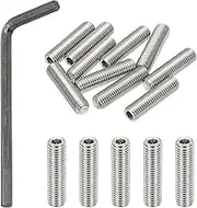 uxcell 1/4-28x1 Internal Hex Socket Set Grub Screws, 10 Pcs 304 Stainless Steel Cup Point Set Screw with Hex Key Wrench for Door Handles Bathroom Fixtures