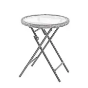 Unbranded Outdoor Side Table 20"Hx16"Wx16"D Foldable Rattan Tempered Glass Top