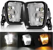LED Fog Lamp Daytime Running Lights Compatible for Dodge Ram 1500 2013 2014 2015 2016 2017 2018 DRL Turn Signal White Yellow Car Accessoies(Fog DRL Turn Signal)