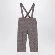 [GUCCI] Wool flannel dungarees with brown GG pattern 36M Brown