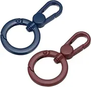 uxcell 2 Pcs Double Opening Snap Hooks Swivel Keychain Clasp Clips Metal Swivel Lobster Claw Clasp for Jewelry Making Crafts Backpack Bag Strap Phone Case, Blue/Wine Red