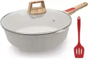 11" Nonstick Deep Frying Pan with Lid & Removable Handle, 5Qt Skillet