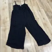 Asos Design Womens Black Gathered Bodice Camisole One-Piece Jumpsuit Size 16