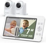 bonoch MegaView Baby Monitor with 2 Cameras, 7" 720P HD Split Screen Baby Mon...