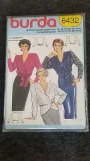 BURDA MISSES WRAP BLOUSE 6432 Sewing Pattern SEALED Vintage