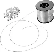 BIUDECO 1Set Nylon Fishing Line String Cord with Aluminum Crimping Sleeves Clear Fishing Wire for DIY Crafts and Decorations Durable and Reliable Fishing String Roll
