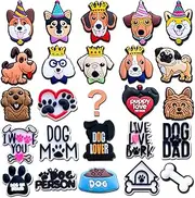 [Wlyosvje] 25PCS Dogs Shoe Charms Decoration for Croc Clog Sandals, Puppy Pet Croc Charms Accessories for Boys Girls Teens Adults Men Women Party Favor, Non-Precious Metal, No Gemstone, yellow