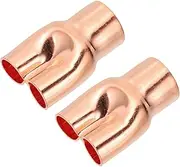 uxcell 1" x 5/8" x 5/8" ID Tee Y Type Copper Fitting, 2 Pcs Welding Joint Split Union Intersection for HVAC, Air Conditioning Refrigeration System