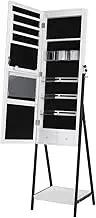 LED Mirror Cabinet Jewellery Storage Shelf Organiser Lockable Floor Free Standing Armoire for Makeup Cosmetic Earring Necklace Ring 160cm