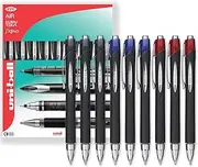 uni-ball Jetstream Retractable Rollerball Pens - SXN-210 RT - 1.0mm Nib - Pack of 9 - Black, Blue & Red Ink - In Gift Box