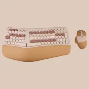 ANYMOB Bluetooth Keyboard And Mouse Combo Set Milk Tea Ergonomic Wireless Portable Device Soft Keys