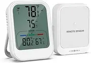AMIR Newest Digital Hygrometer Indoor Outdoor Thermometer with LCD Backlight, Min/Max Records, Room Thermometer and Humidity Gauge with 328ft/100m Range, ℃/℉ Switch for Home Garage Office