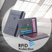 Leather Passport Cover RFID Elastic Band Travel Credit ID Card Waterproof Passport Holder Men Women Wallet Document Organizer