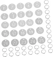 HONMEET 25pcs Tags Rings Round Identification Key Tags for Luggage Lockers and Dorms Engraved Numbers for Quick Identification