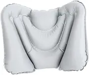 BaotyJie Inflatable Camping Pillow Blow up Folded with Carry Bag Travel Pillow Lumbar Support for Car Office Backpacking Sleeping Bed, Light Grey
