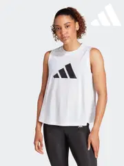 adidas White Train Essentials Big Logo Training Vest Top (621751) | $53
