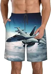 [FJWSLCH] Aircraft Fighter Jets Men's Swim Trunks Quick Dry Swimming Board Shorts Drawstring Hawaiian Beach Shorts