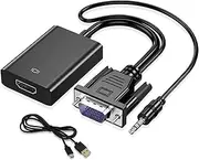 VGA to HDMI Cable with Audio, 1080P VGA to HDMI Adapter for PC, Monitor, HDTV, Computer, Laptop