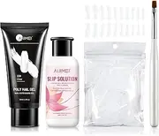 AIJIMEI 30ml Clear Poly Extension Gel For Nail 1fl.oz Clear Poly Nail Gel Kit Starter kit,Clear Poly Extension Gel Set Nail Extension Gel Nail Kit with Slip Solution Dual Form Nail Art Design for Beginners