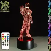 IRON MAN AVENGER 3D LED Battery USB Night Light 7 Colour Changing Room Lamp