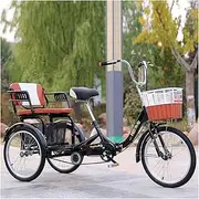 3 Wheels 20 Inch Adult Tricycle Foldable Trike Bike with Basket Back Seat Single Speed Bikes Three-Wheeled Bicycles Adjustable Height Cycling Pedalling