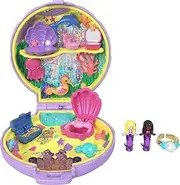 Polly Pocket Keepsake Collection Mermaid Dreams Collectible Compact, Special Box, 2 Mermaid Dolls, Wearable Ring & More, 4 & Up
