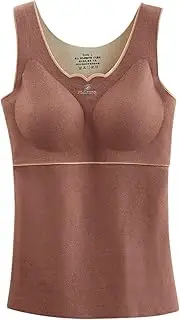 [Generic] Womens Thermal Tops Large Sleeveless Thermal Shirts for Women V Neck Vest with Built in Bra Fleece Lined Underwear Thermal Tank Top Winter Tops Mens Thermal Top and Bottom Set