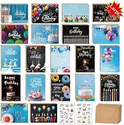 Vekol Unique Birthday Cards 5x7 Inch, 20 Pack Happy Birthday Cards Bulk With Envelopes and Stickers, Assorted Blank Birthday Greeting Cards, Suitable For Men, Women, Kids, Work and Office Celebration