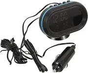 Car Clock Voltmeter Thermometer Digital Display for Automotive Use Accurate Indoor Outdoor Temperature Voltage Readings Easy Plug in Installation Dual Color Backlight