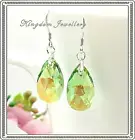925 Sterling Silver Hook Earrings made with Peridot Blue AB Swarovski Crystals