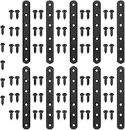 Hilitchi Straight Bracket Stainless Steel Black Straight Corner Braces Straight Flat Brace Mending Repair Flat Plates with Screw (160mm, 10 Pack)