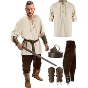 Retro Vintage Medieval Renaissance Pants Outfits Waist Belt Ren Faire Pirate Viking Ranger Men's Viking Fantasy Halloween Carnival Masquerade Carnival Performa