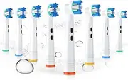 BUKURII Replacement Toothbrush Heads Fit for Braun Electric Toothbrushes, 8pcs, Round Brush Head for FlossAction, Repuesto for Oral B Type 3756 3757 3744 3765 4729 4731 4739
