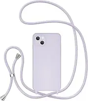 UEEBAI Crossbody Lanyard Phone case for iPhone 13 6.1 inch, Silicone Phone Cover with Adjustable Necklace Strap Soft Belt Neck Cord Lanyard Shockproof Protective Case - Mauve