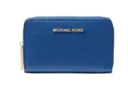 Michael Kors L3646 Jet Set Blue Leather Zip Around Card Case Women's Wallet