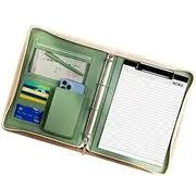 Adorable Leather Padfolio, Travel Organizer Pouch for Tablet, Resume Binder Folder, Travel Padfolio with Zipper, Resume Binder Folder, A4 Document Folder, Legal Pad Padfolio for Men and Women