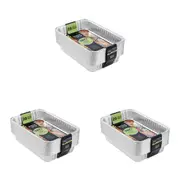 60pc Lemon & Lime Value BBQ Foil Tray Container Rectangle 31.5x21.5cm Silver