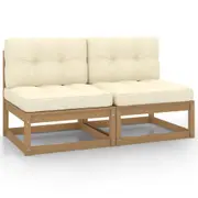 Garden Middle Sofas with Cream Cushions 2 pcs Solid Pinewood vidaXL