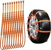 Darryy Reusable Snow Chains, Pack of 10, Universal Snow Tyre Chains, for Various Harsh Road Conditions such as Snow, Mud, Climbing and Ice
