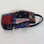 Longaberger Homestead Flip Phone Fabric Blue Patchwork Hands Free Holder NOS