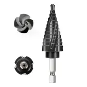 M35 Step Drill Bit, 1/4" to 3/4"(9 Steps) Four Spiral 1/4"-3/4"