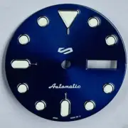 Green Lume Nail Trim Blue and Silver Datejust Watch Dial for NH35 NH36 Movement