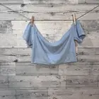 SO Light Blue Terry Cloth Off the Shoulder Crop Top Size L
