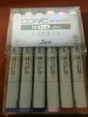 Copic Markers 12-Piece Sketch EX-6 Colors Set Graphic Art Marker Authentic