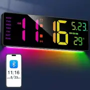 XREXS 16.3" Bluetooth Large Digital Wall Clock with Remote Control, Auto Time...