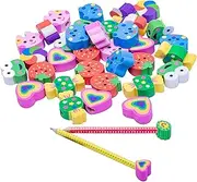 XANADU Pencil Top Erasers, Animal Pencil Erasers Toppers, 35 Pcs Cute Heart Cap Erasers for Kids Back to School, Classroom Prizes