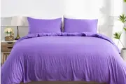 LINENOVA 2000TC Bamboo Blend Quilt Cover&Pillowcases Ultra Soft Bedding Set(Purple)